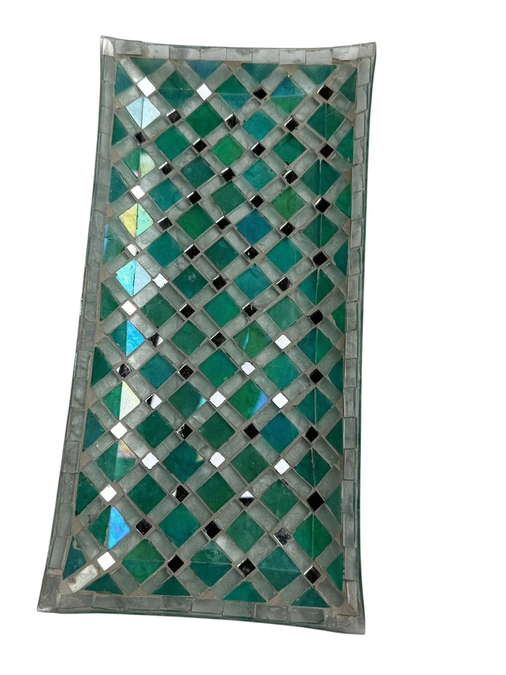 Pier 1 Green and Teal Mosaic Glass Wall Panel